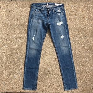 RAG & BONE stretch distressed ankle jean size 25